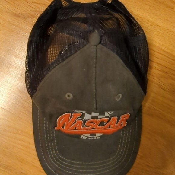 NASCAR Mesh Trucker Hat Cap Adjustable Logo Racing Gray Black Red - Picture 8 of 8